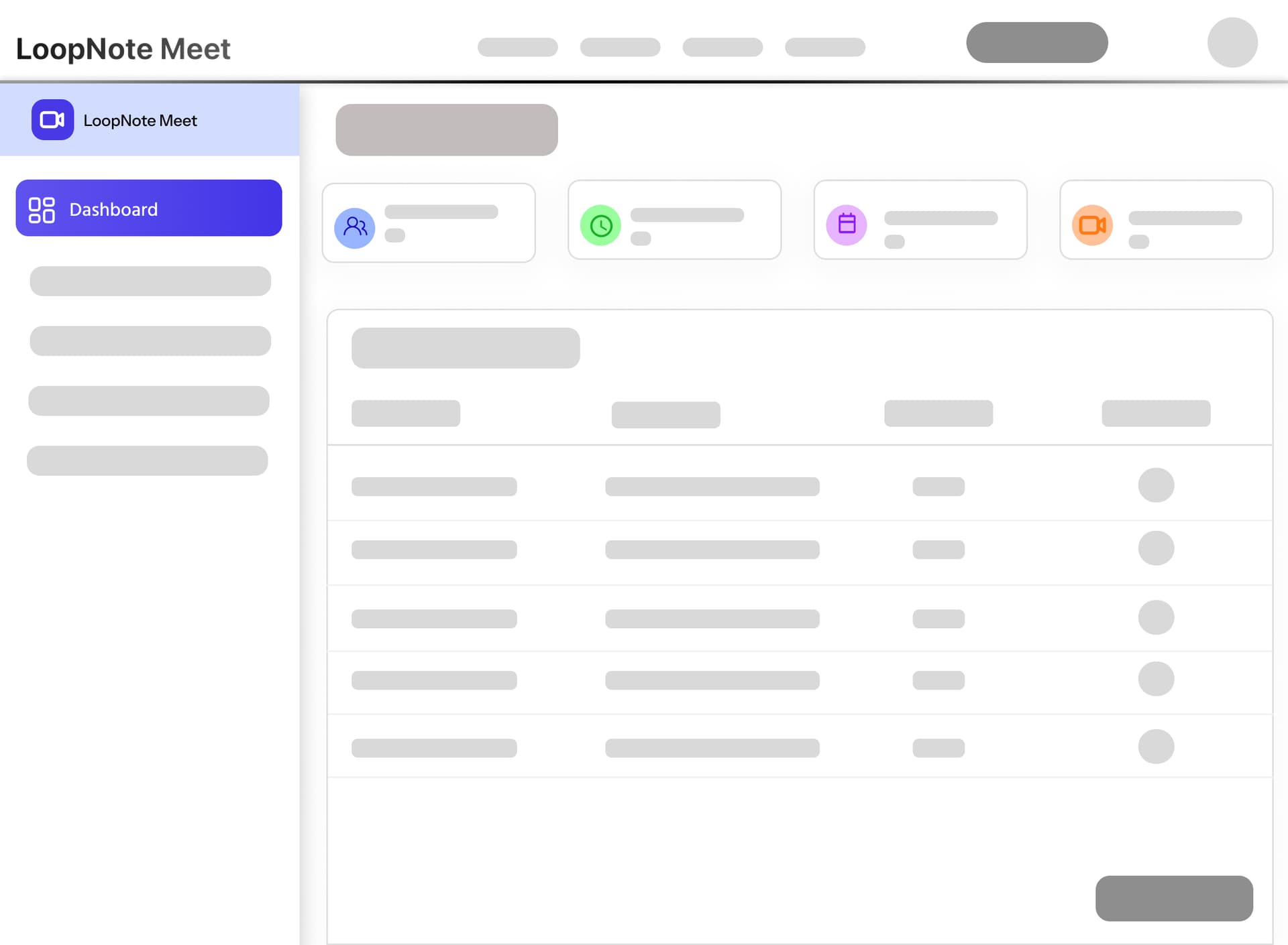 LoopNote-Meet Dashboard